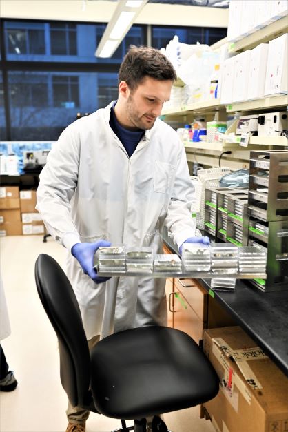 student working in lab